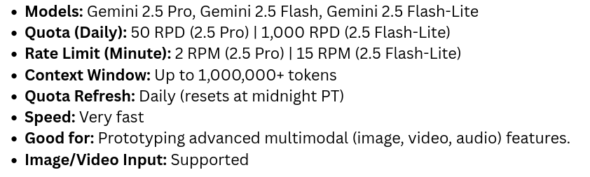 Google AI Studio free tier details